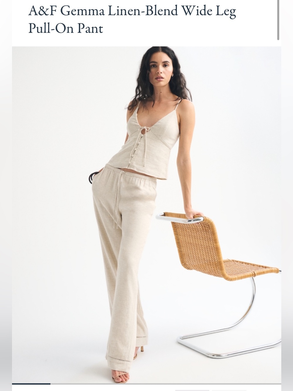 A&F Gemma Linen-Blend Wide Leg
Pull-On Pant NWT . size xs short